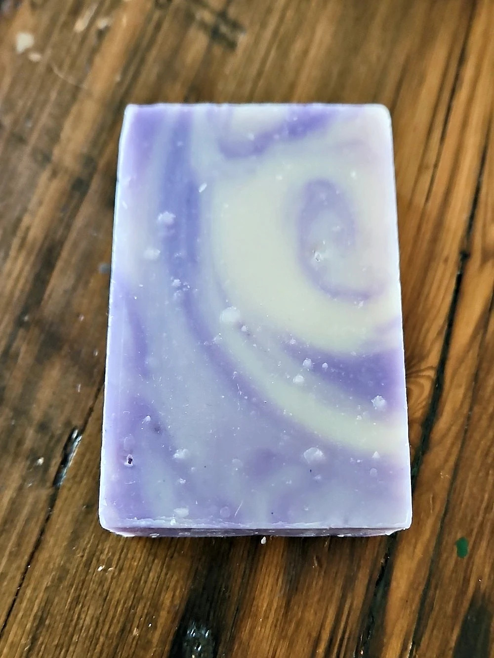 Handmade Cold Pressesd Coconut Base Lavender Purple & White Marbled Soap NWT